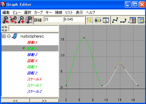 maya チュートリアル グラフエディター